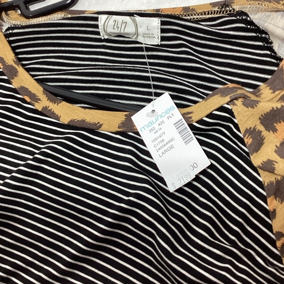 NWT Maurice’s 24/7 Large Leopard Print and Stripe Long Sleeve Top - Picture 6 of 8